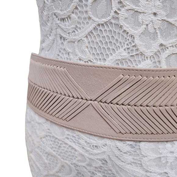 NWT B-Low The Belt Genuine Leather Kai Wrap Belt In Nude Beige OS Neutral Woven - Picture 5 of 9